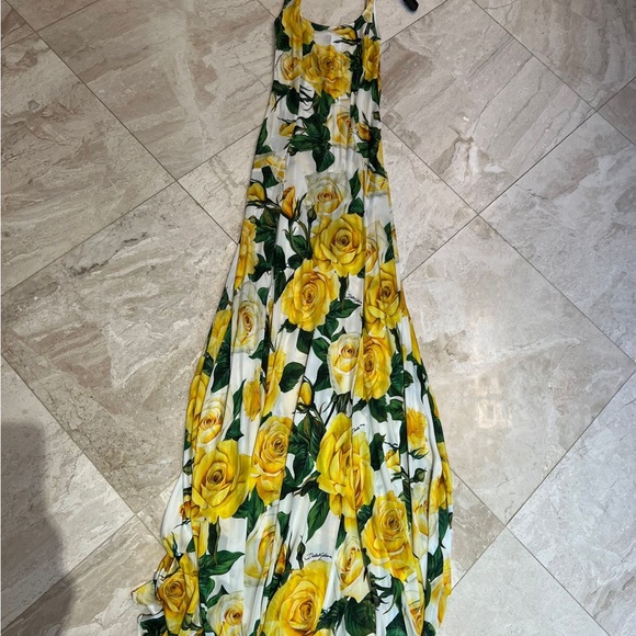 Dolce & Gabbana Yellow Rose Print Dress - Picture 9 of 9